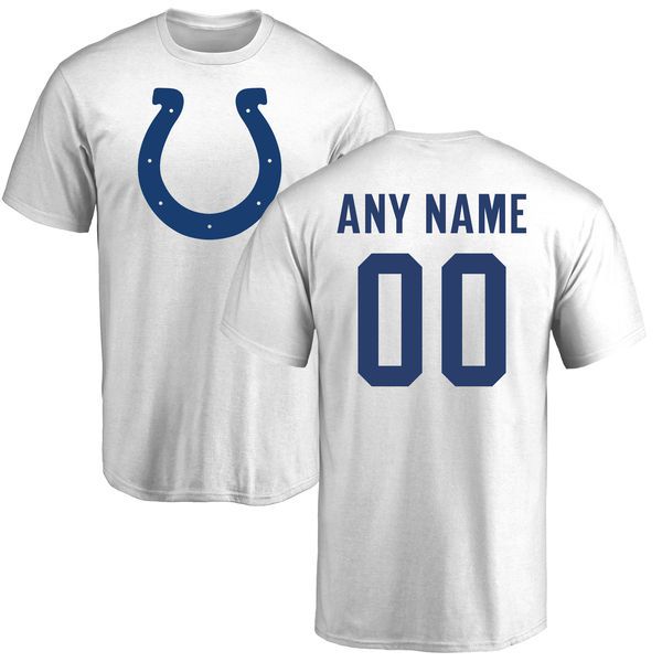 Men Indianapolis Colts NFL Pro Line White Custom Name and Number Logo T-Shirt->->Sports Accessory